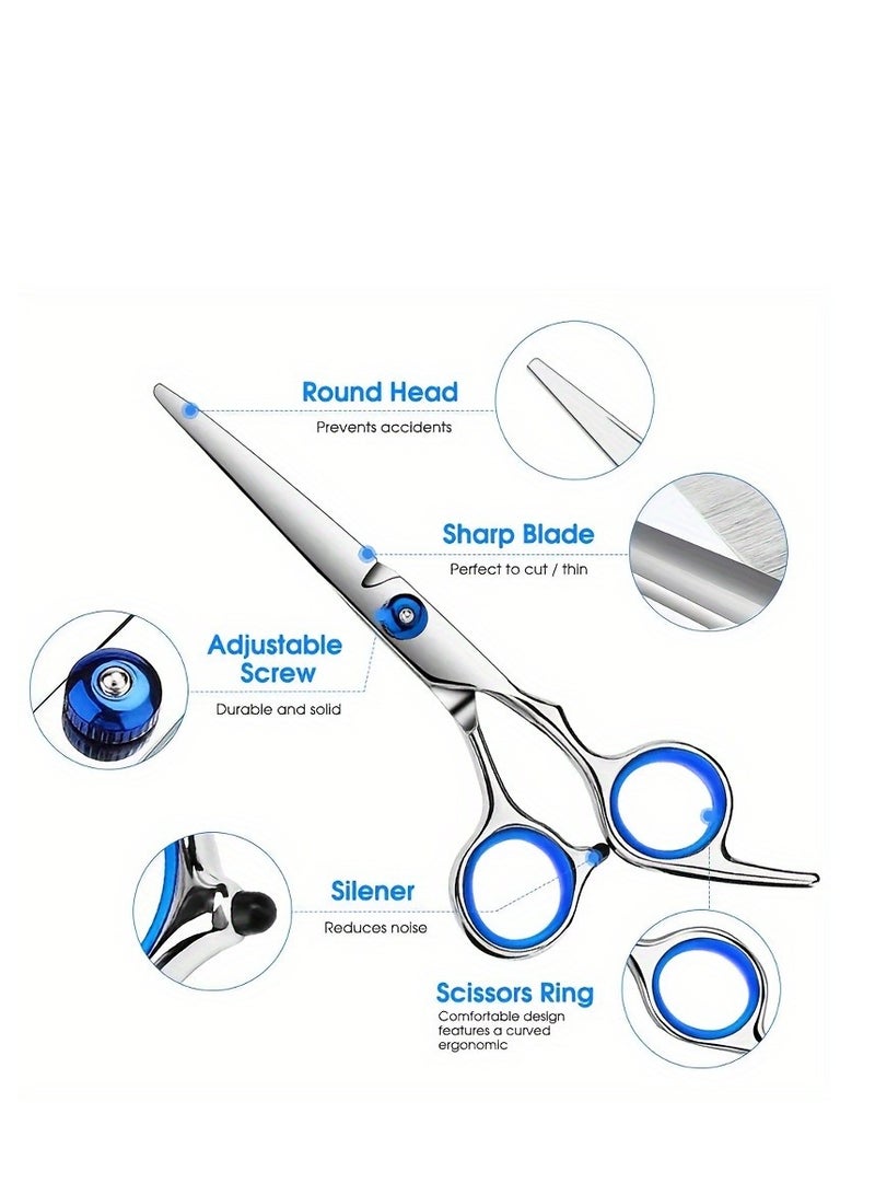 Hair Cutting Scissors Kits,2 Pcs Stainless Steel Hairdressing Shears Set Professional Thinning Scissors For Barber/Salon/Home/Men/Women/Kids/Adults Shear Sets - Image 2