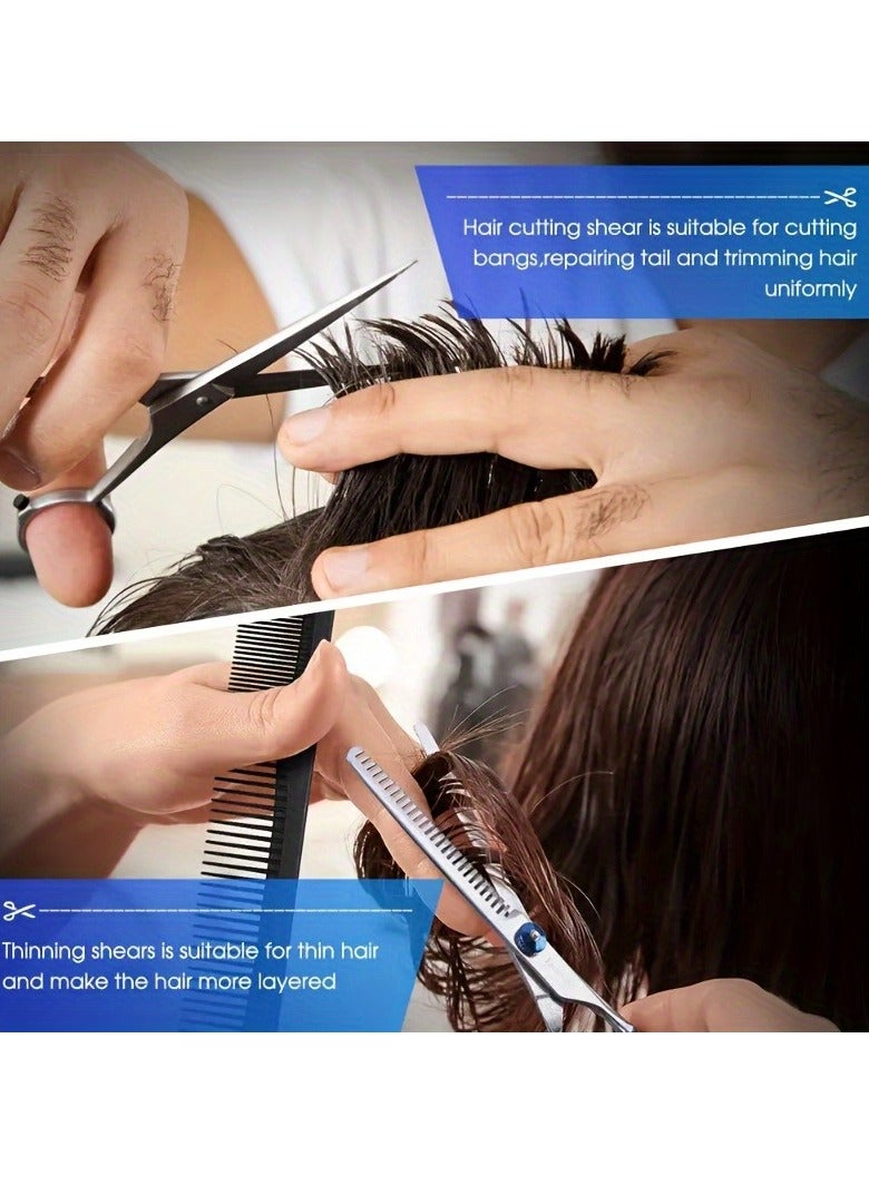 Hair Cutting Scissors Kits,2 Pcs Stainless Steel Hairdressing Shears Set Professional Thinning Scissors For Barber/Salon/Home/Men/Women/Kids/Adults Shear Sets - Image 4