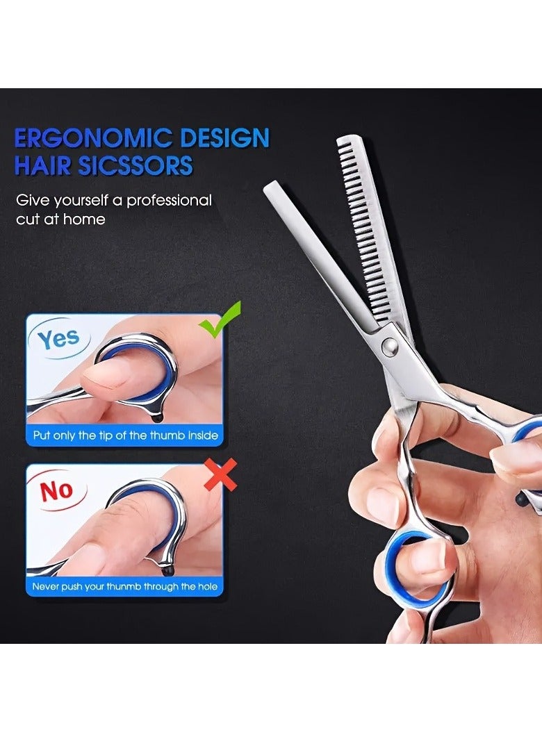 Hair Cutting Scissors Kits,2 Pcs Stainless Steel Hairdressing Shears Set Professional Thinning Scissors For Barber/Salon/Home/Men/Women/Kids/Adults Shear Sets - Image 5