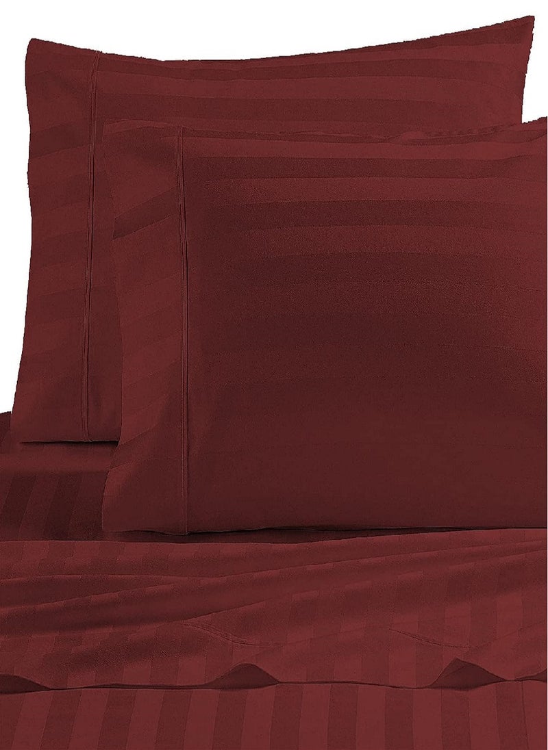 Blueberry - Cotton Queen Striped Fitted Elastic Pack of 3 Bedsheet 180x200+20cm - Image 1