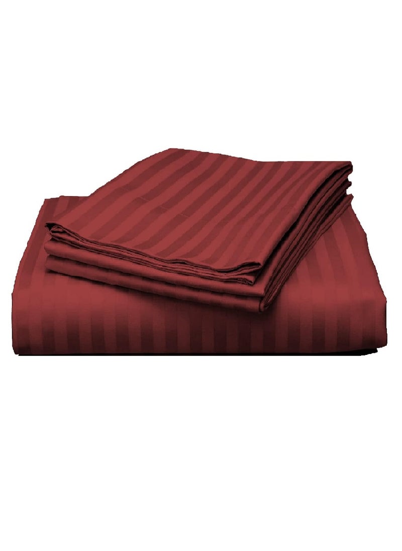 Blueberry - Cotton Queen Striped Fitted Elastic Pack of 3 Bedsheet 180x200+20cm - Image 1