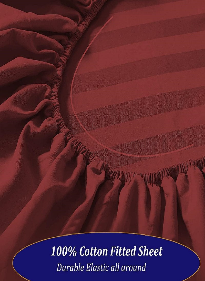 Blueberry - Cotton Queen Striped Fitted Elastic Pack of 3 Bedsheet 180x200+20cm - Image 1
