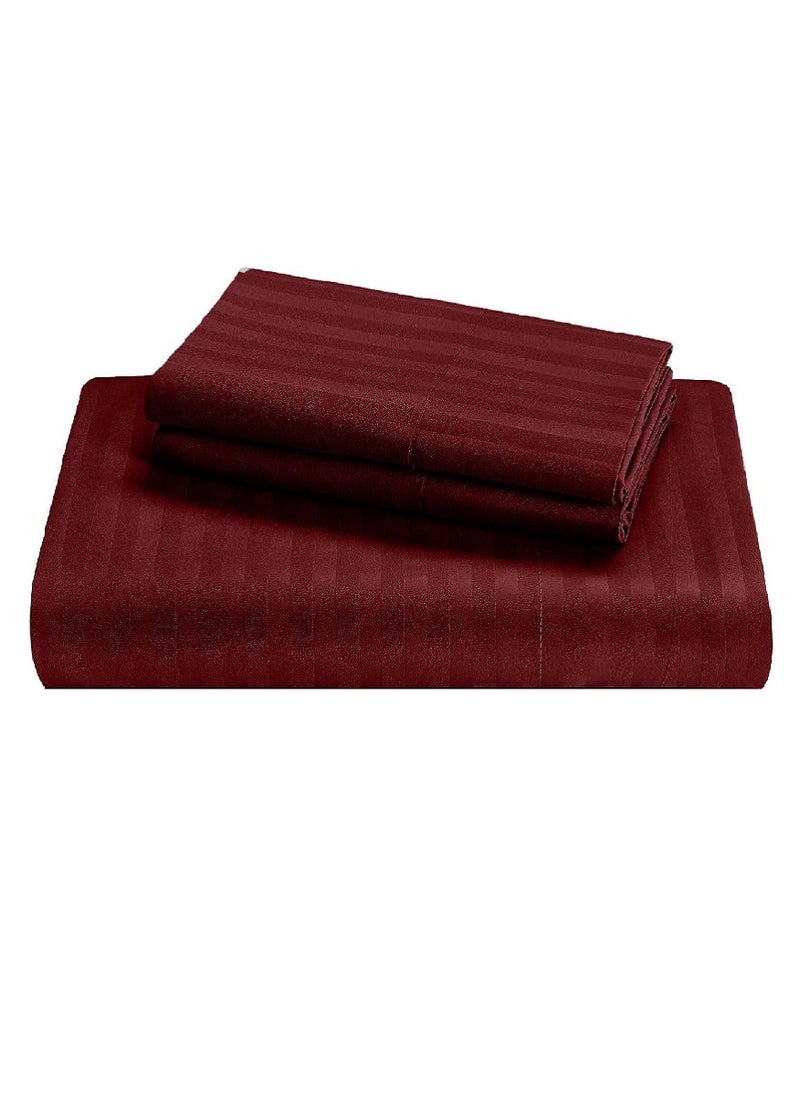Blueberry - Cotton Queen Striped Fitted Elastic Pack of 3 Bedsheet 180x200+20cm - Image 1