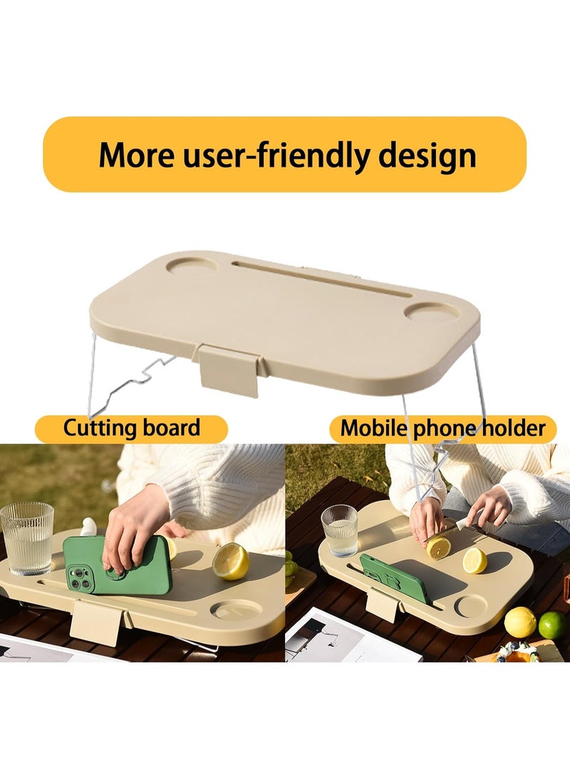 LBMT سلة نزهة قابلة للطي، سلة نزهة محمولة قابلة للطي بمقابض (مع غطاء طاولة)، سلة حديقة قابلة للطي، سلة حصاد قابلة للطي للتخييم والشاطئ والمشي لمسافات طويلة وسلة تخزين لتناول الطعام في الداخل (أبيض حليبي) - Image 4