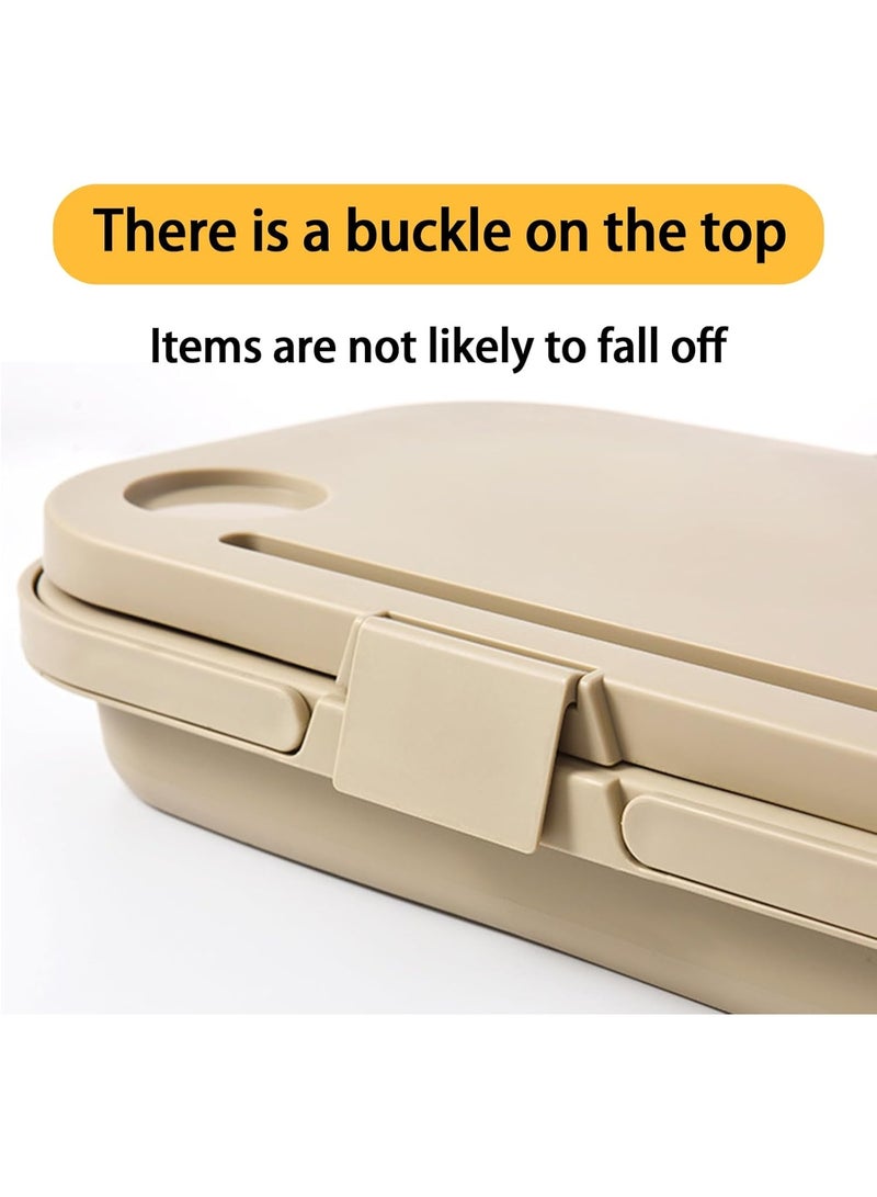 LBMT سلة نزهة قابلة للطي، سلة نزهة محمولة قابلة للطي بمقابض (مع غطاء طاولة)، سلة حديقة قابلة للطي، سلة حصاد قابلة للطي للتخييم والشاطئ والمشي لمسافات طويلة وسلة تخزين لتناول الطعام في الداخل (أبيض حليبي) - Image 5