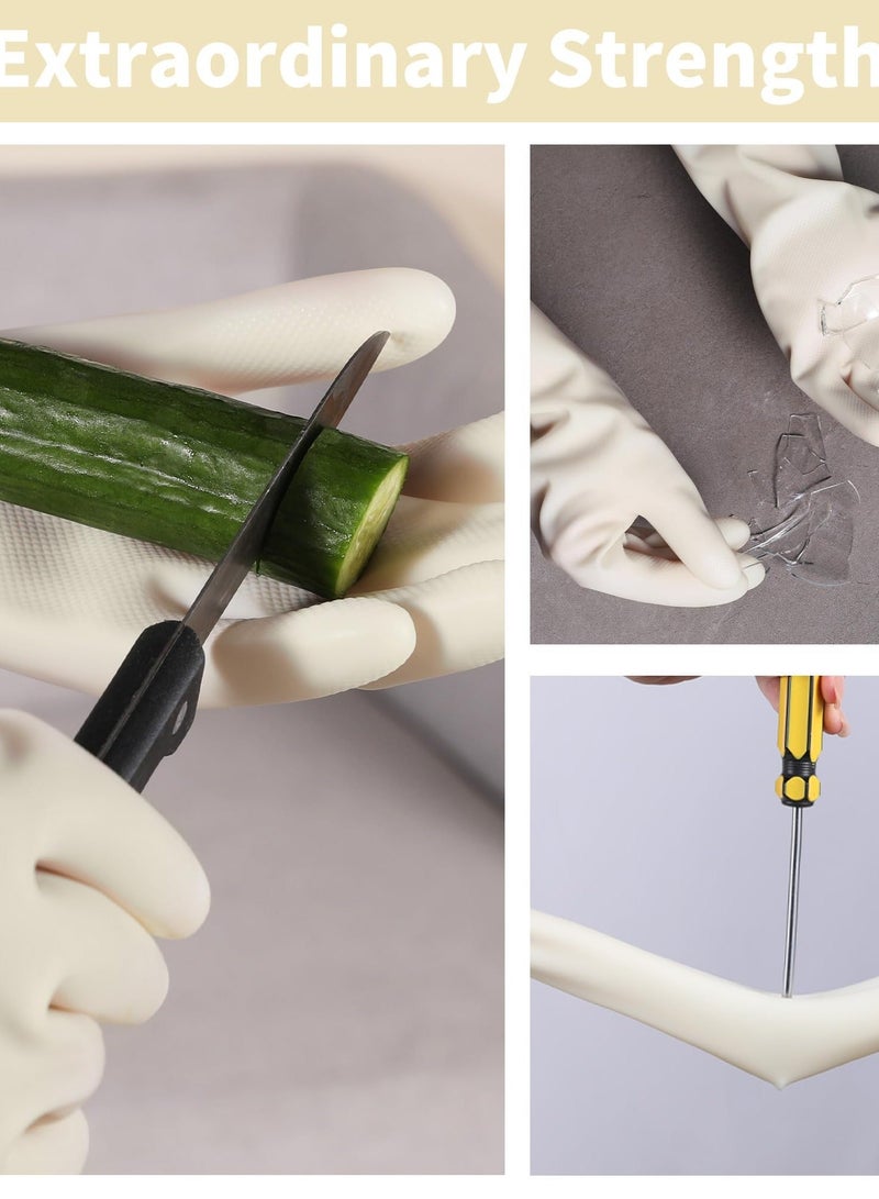 Nitrile Cleaning Gloves, Heavy Duty Long Cuff Reusable Gloves for Kitchen, Bathroom, Gardening, and More, 3 Pairs, Size M, White - Image 5