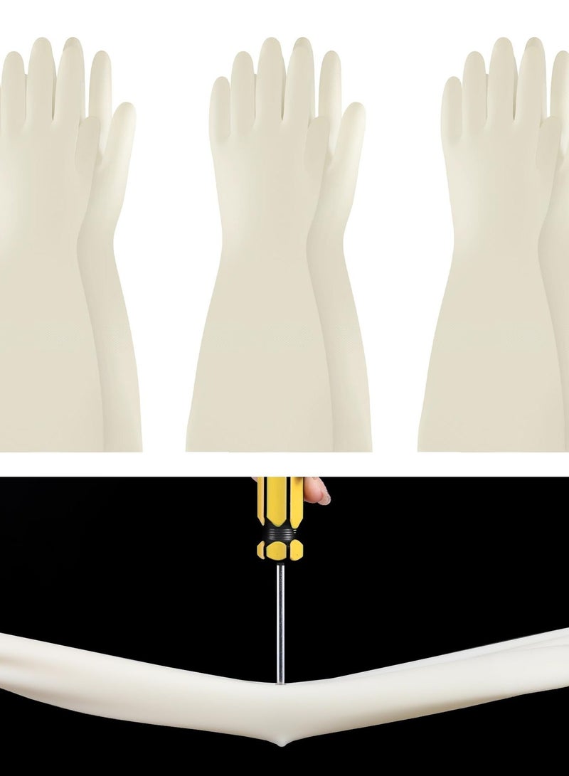 Nitrile Cleaning Gloves, Heavy Duty Long Cuff Reusable Gloves for Kitchen, Bathroom, Gardening, and More, 3 Pairs, Size M, White - Image 2