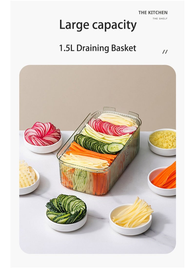 Generic Multifunctional 9-in-1 vegetable cutter, food chopper, onion chopper, vegetable slicer, cutter, vegetable cutter with 6 blades, colander basket, salad/potato/carrot/garlic container  - Image 5