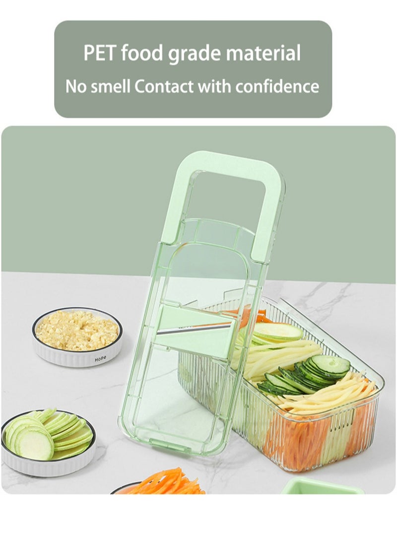Generic Multifunctional 9-in-1 vegetable cutter, food chopper, onion chopper, vegetable slicer, cutter, vegetable cutter with 6 blades, colander basket, salad/potato/carrot/garlic container  - Image 4