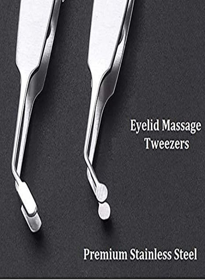 FUNORNAM Meibomian Gland Expressor Professional Forceps Premium Stainless Steel Eyelid Massage Tweezers for Dry Eyes, High Precision Tweezer Tools - Rectangle Tip - Image 4