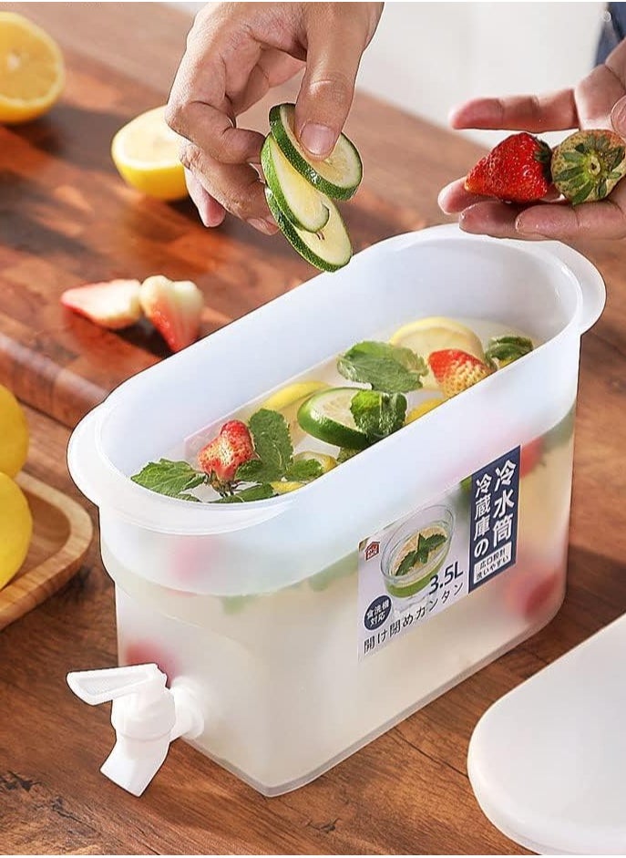 Kimaya - 3.5L Drink Dispenser, Cold Kettle with Faucet in Refrigerator, Beverage Dispenser for Fridge, Milk, Lemonade Dispenser, Juice Containers with Lids for Parties and Dairly Use - Image 1
