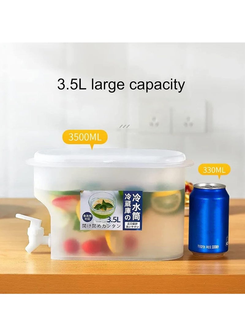 Kimaya - 3.5L Drink Dispenser, Cold Kettle with Faucet in Refrigerator, Beverage Dispenser for Fridge, Milk, Lemonade Dispenser, Juice Containers with Lids for Parties and Dairly Use - Image 1