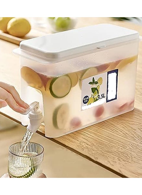 3.5L Drink Dispenser, Cold Kettle with Faucet in Refrigerator, Beverage Dispenser for Fridge, Milk, Lemonade Dispenser, Juice Containers with Lids for Parties and Dairly Use