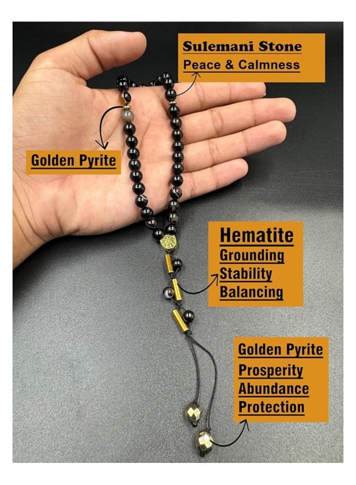 REBUY REBUY Sulemani agate Natural Sulemani Islamic Prayer Rosary Beads Tasbih Tasbeeh 33 beads - Image 3