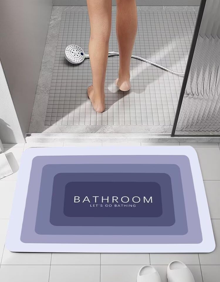 Chocozone Blue Silicon Foor Mat Bath Mat Door Mat for Bathroom Rug (40 * 60cm) (Minimalist, 1) - Image 1
