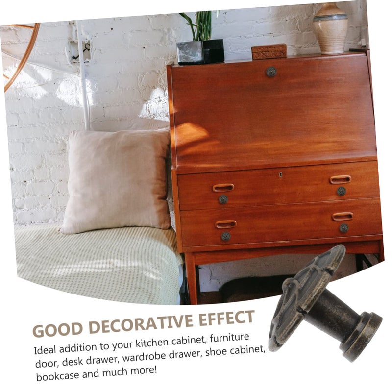 Solid Thickened Copper Cabinet Door Handles Retro Embossed Pattern Pulls for Wardrobe Drawer Furniture - Image 3