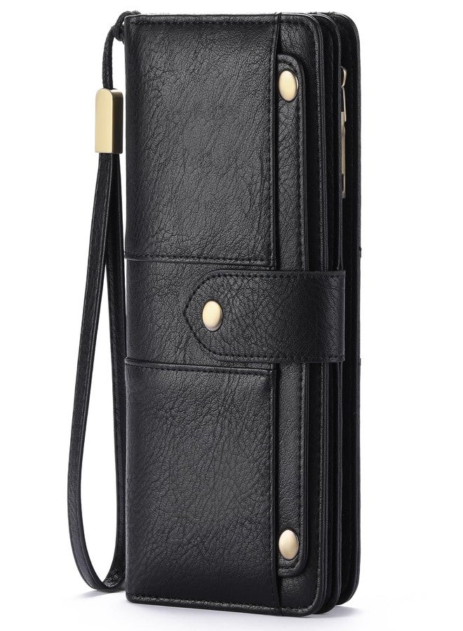 FALAN MULE Womens Leather Wallet Large Capacity Bifold RFID Blocking Card Holder with Zipper Coin Pocket - Image 1
