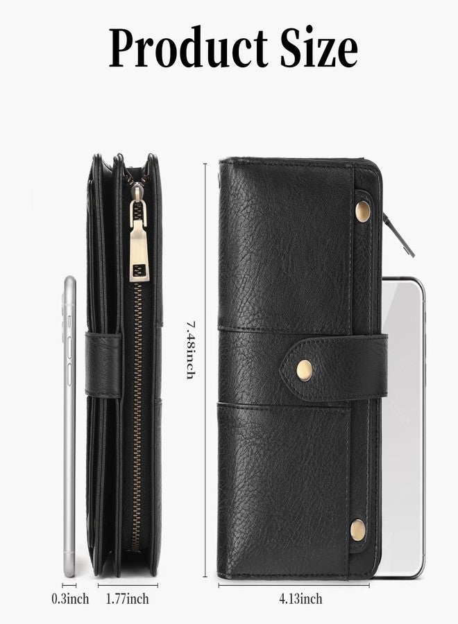 FALAN MULE Womens Leather Wallet Large Capacity Bifold RFID Blocking Card Holder with Zipper Coin Pocket - Image 4