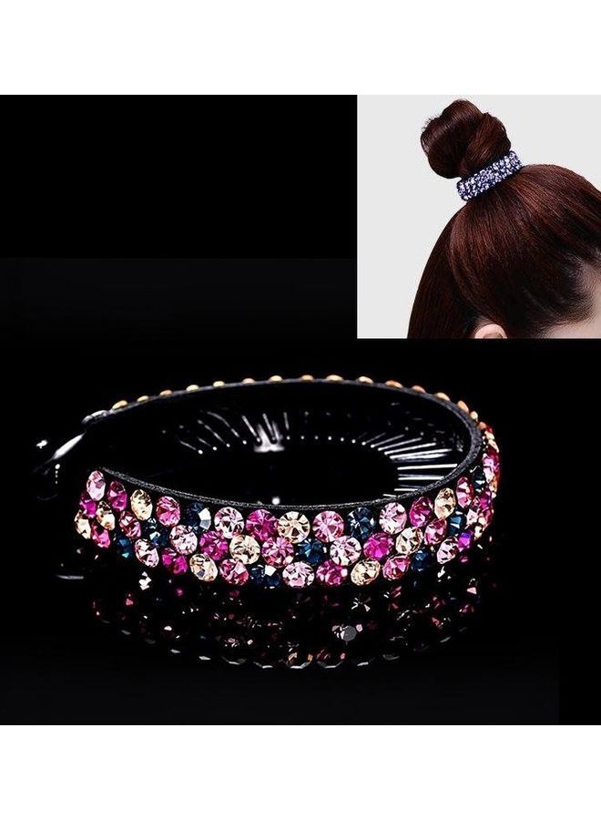 NIBEMINENT Rhinestone Flower Meatball Hair Claw Accessories Multicolour - Image 1