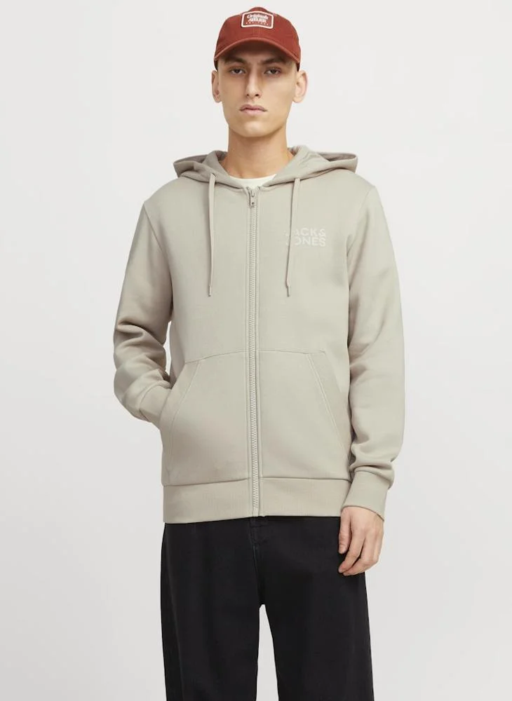 JACK & JONES Logo Zip Through Hoodie