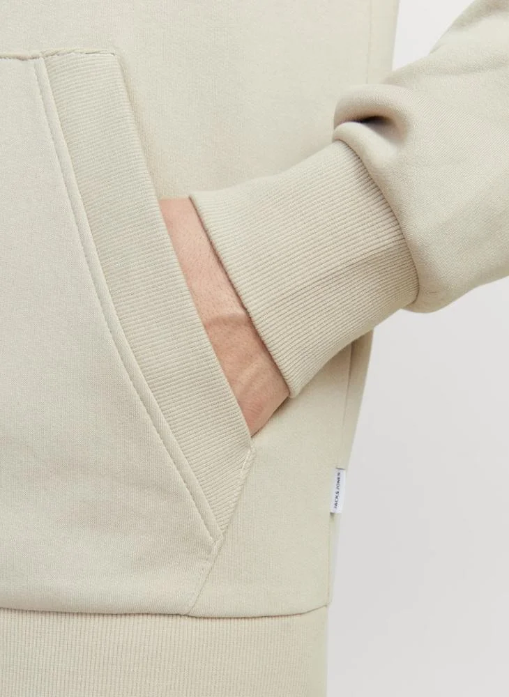 JACK & JONES Moonbeam Detail:Small Print/Moonbeam Logo Zip Through Hoodie for Men | Best Price UAE