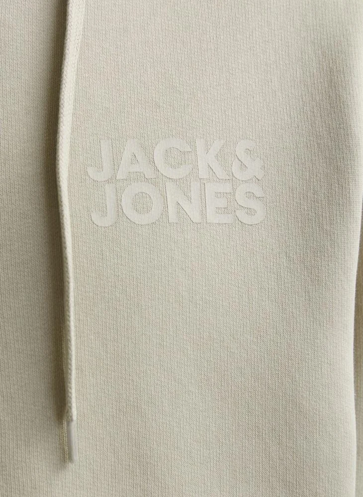 JACK & JONES Moonbeam Detail:Small Print/Moonbeam Logo Zip Through Hoodie for Men | Best Price UAE