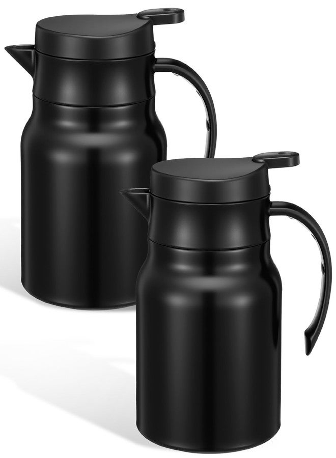 SHENLIU 2 Pcs 27Oz Thermal Coffee Carafes For Keeping Hot/Cold, Stainless Steel Coffee Carafe, Dustproof Insulated Water Carafe Tea Creamer Container for Party Home Milk Hot Chocolates, Black - Image 1