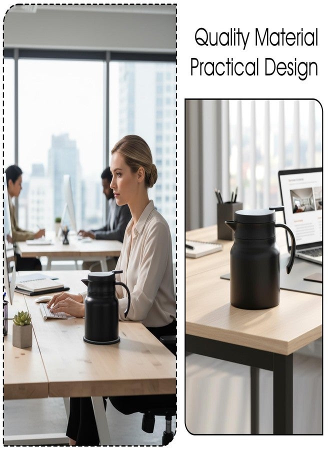 SHENLIU 2 Pcs 27Oz Thermal Coffee Carafes For Keeping Hot/Cold, Stainless Steel Coffee Carafe, Dustproof Insulated Water Carafe Tea Creamer Container for Party Home Milk Hot Chocolates, Black - Image 5
