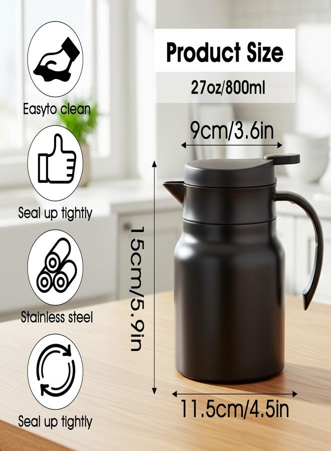 SHENLIU 2 Pcs 27Oz Thermal Coffee Carafes For Keeping Hot/Cold, Stainless Steel Coffee Carafe, Dustproof Insulated Water Carafe Tea Creamer Container for Party Home Milk Hot Chocolates, Black - Image 2