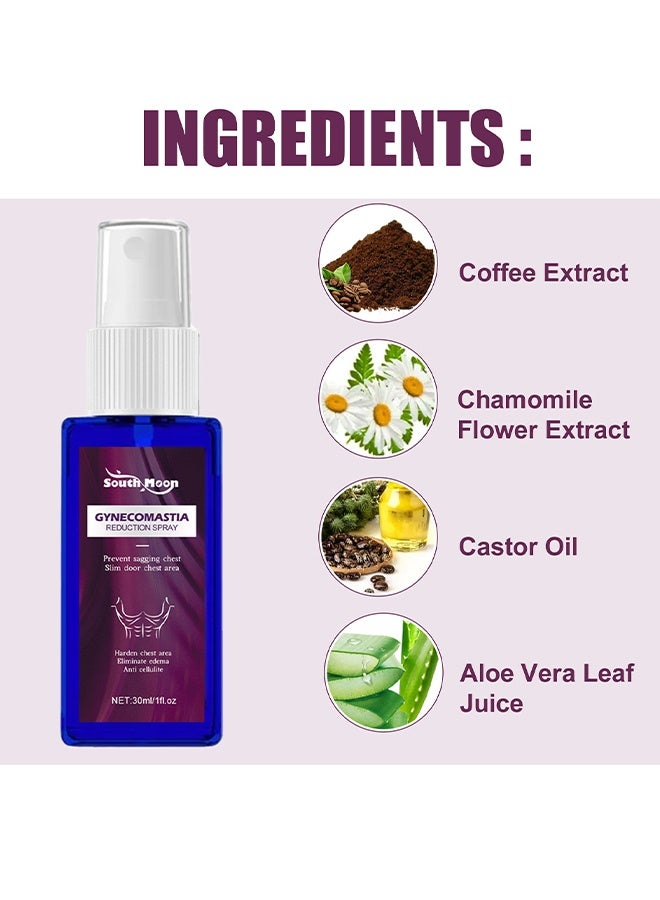 SOUTH MOON Gynecomastia Reduction Spray, Chest Tightening and Cellulite Melting Spray for Men, Natural Formula for Body Firming, Moisturizing, and Strengthening 30ml - Image 3