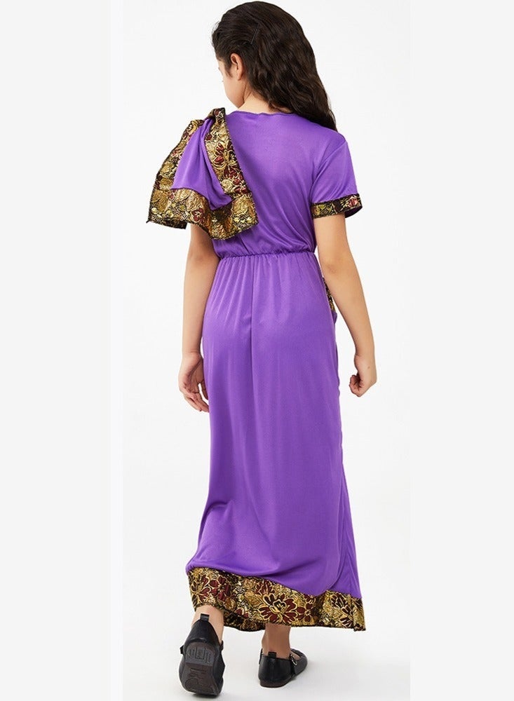 Sparklepals Bollywood Princess Masquerade Dress, Indian Girl Dress Up Kids Cosplay Costume, Purple - Image 3