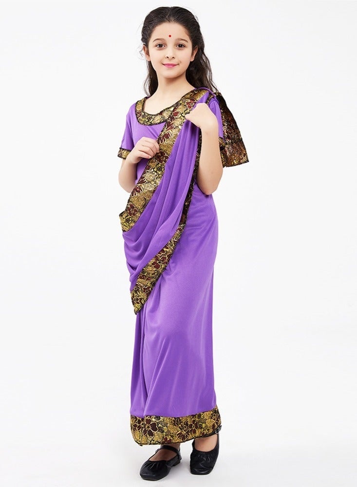 Sparklepals Bollywood Princess Masquerade Dress, Indian Girl Dress Up Kids Cosplay Costume, Purple - Image 2