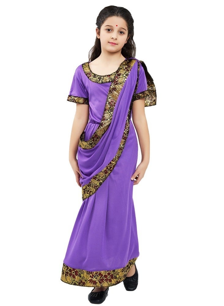 Sparklepals Bollywood Princess Masquerade Dress, Indian Girl Dress Up Kids Cosplay Costume, Purple - Image 1