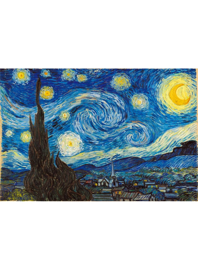 Itu Art Wooden Puzzle 1000 Oil Painting Starry Sky Monet Children's Educational Toys High Difficulty-Color:1000 Wing Double Flying Wooden Partition - Image 3