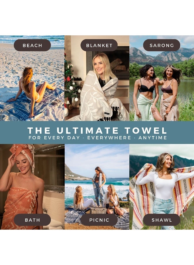FESHKA Sand Free Turkish Beach Towel (37 x 67) Quick Dry Bath Towel, Oversized Beach Blanket, Lightweight for Travel - Made with 100% Organic Turkish Cotton - Frozen (Teal) - Image 3