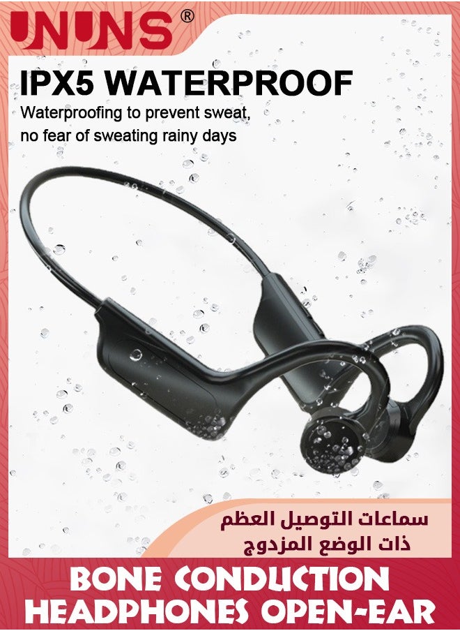 UNUNS Bone Conduction Headphones,Wireless Bluetooth 5.0 Open Ear Headphone,IPX6 Waterproof Headset With Microphone,Support TF Card,Long Battery Life,Sport Earphones For Runners Fitness Cycling  - Image 4