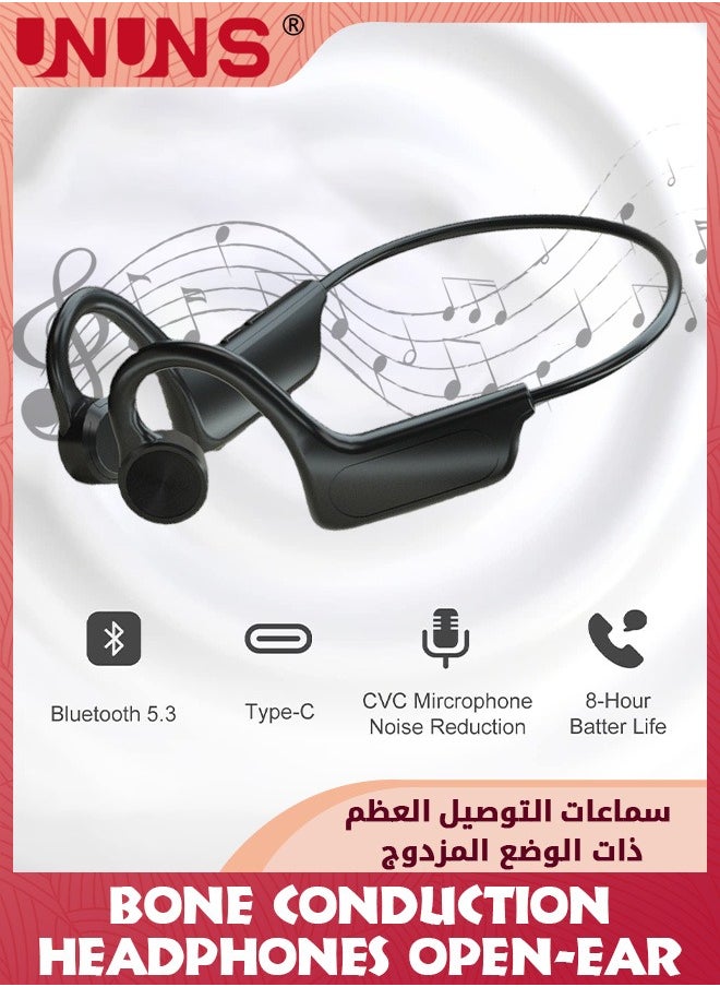 UNUNS Bone Conduction Headphones,Wireless Bluetooth 5.0 Open Ear Headphone,IPX6 Waterproof Headset With Microphone,Support TF Card,Long Battery Life,Sport Earphones For Runners Fitness Cycling  - Image 5
