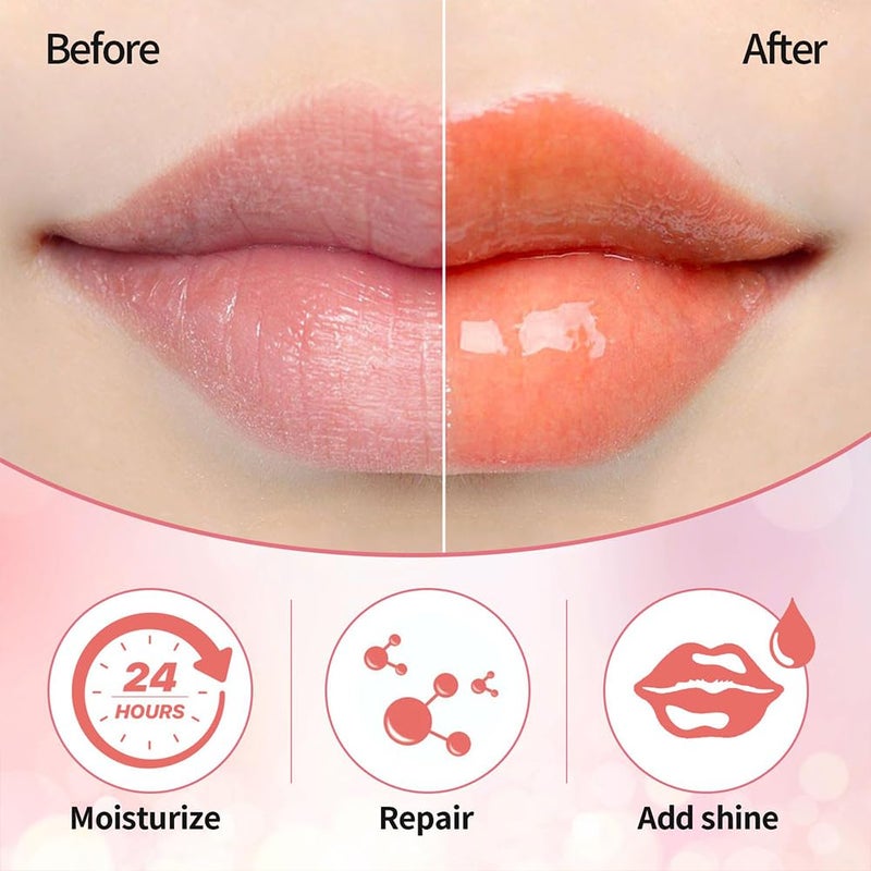 GECOMO Hydrating Lip Glow Oil, Moisturizing Lip Glow Oil, Nourishing Glossy Transparent Lip Oil, Plumping Lip Oil, Lip Balm, Non-sticky Tinted Toot Lip Balm for Lip Care (CORAL) 0.2 OZ - Image 3