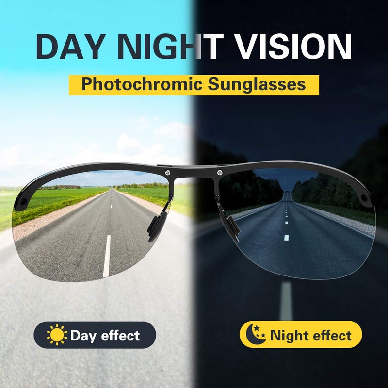 YIMI Polarized Photochromic Driving z87 Sunglasses For Men Women Day and Night safety glasses (photochromic/Black) - Image 4