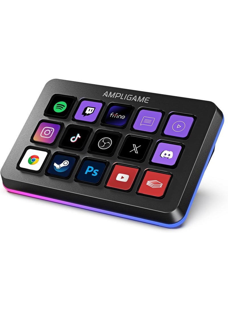 FIFINE AmpliGame Controller with 15 Macro Keys, Streaming Keyboard with Trigger Actions in OBS - Image 1