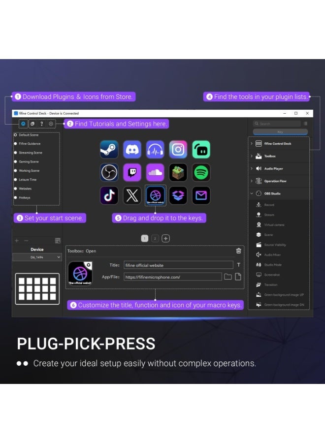 FIFINE AmpliGame Controller with 15 Macro Keys, Streaming Keyboard with Trigger Actions in OBS - Image 5