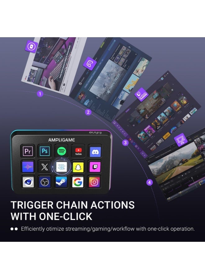 FIFINE AmpliGame Controller with 15 Macro Keys, Streaming Keyboard with Trigger Actions in OBS - Image 4