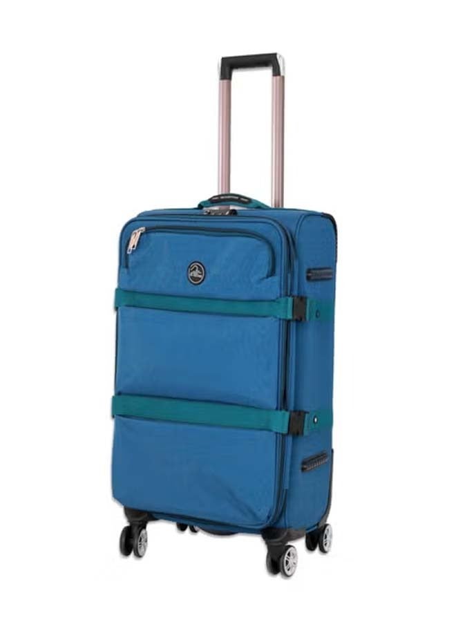 Reflection 24 Inch Crinkle Carryon Suitcase Lightweight Vertical Series Travel Soft Luggage Trolley with 84L Storage Capacity and 4 Spinner Wheels Teal Blue - Image 1
