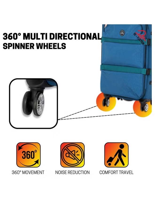 Reflection 24 Inch Crinkle Carryon Suitcase Lightweight Vertical Series Travel Soft Luggage Trolley with 84L Storage Capacity and 4 Spinner Wheels Teal Blue - Image 5