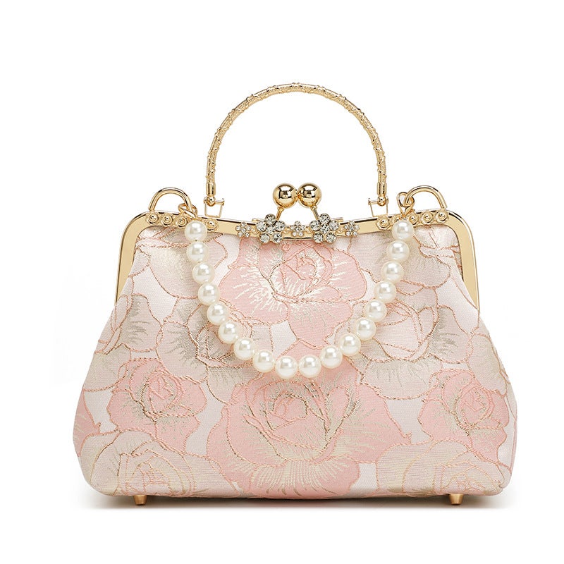 Ethnic Style 2025 Chinese Style Celebrity Cheongsam Flower Clamp Bag Lace Hanfu Ancient Style National Style Portable Banquet Bag - Image 1