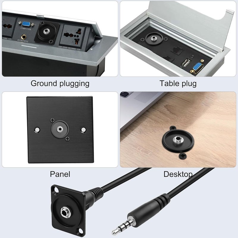 ميريفا كابل تمديد صوتي 3.5mm TRRS إلى D-Type للتركيب في اللوحة، كابل سماعة رأس ستريو 3.5mm 1/8" TRRS ذكر إلى D-Type أنثى مقبس رباعي القطب للسماعات، اللابتوب، الميكروفون - 53 سم (3.5mm TRRS ذكر) - Image 5