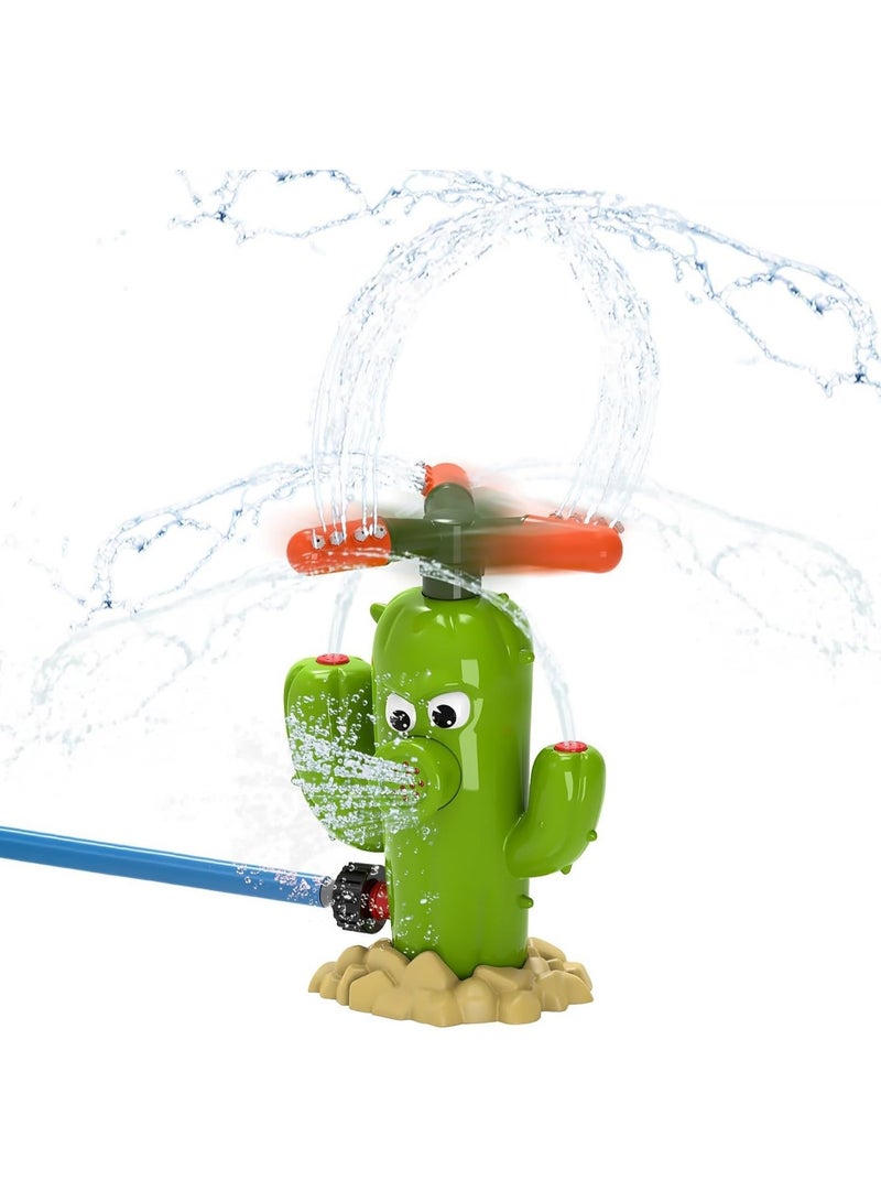 Cactus Water Sprinkler for Kids, Toddler Play Water Hose Sprinklers with 360°Rotating Splash, Outdoor Activities Fun Water Sprayer Game, Garden Backyard Lawn Summer Water Toy Boys Girls 3-8  - Image 1