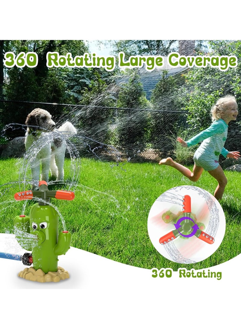 Cactus Water Sprinkler for Kids, Toddler Play Water Hose Sprinklers with 360°Rotating Splash, Outdoor Activities Fun Water Sprayer Game, Garden Backyard Lawn Summer Water Toy Boys Girls 3-8  - Image 3