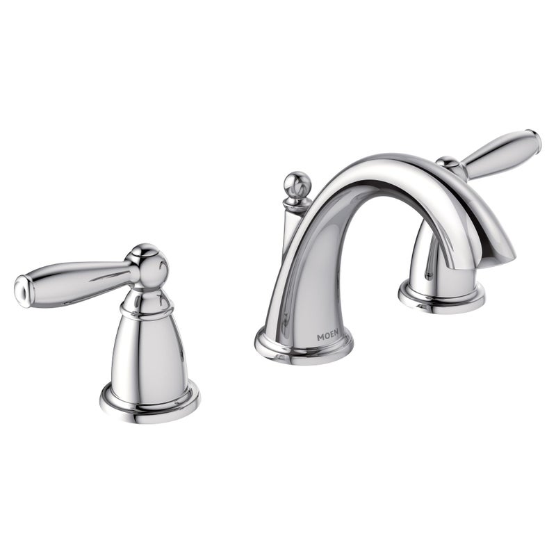 Moen Brantford Chrome TwoHandle High Arc Widespread Bathroom Sink Faucet for 3Hole Setups with Valve Included TV6620