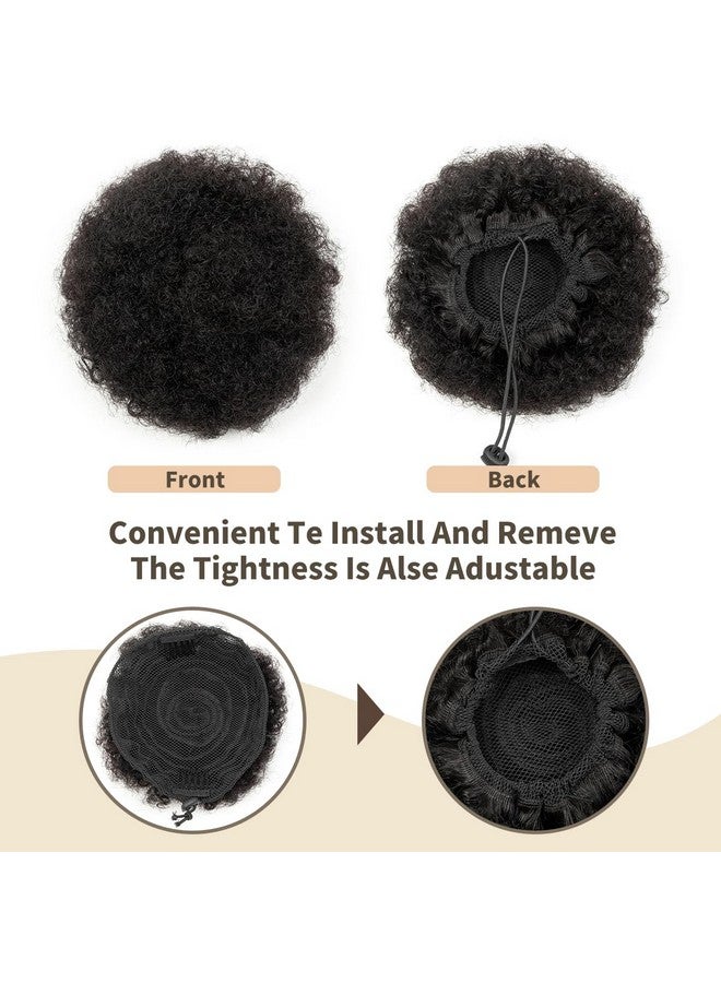 isheeny Afro Ponytail Small Afro Hair For Baby 4 Inch Black Afro Puff Drawstring Ponytail Human Hair 1 Pieces For Children Authentic And Stylish Hairpiece, Afro Curly Puff Style - Image 3